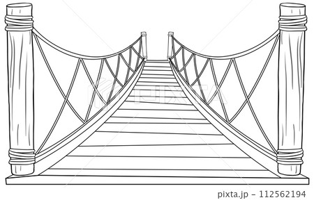 Suspended Bridge Vector Illustration 112562194