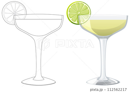 Citrus Cocktail Glass Illustration 112562217
