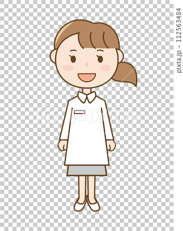 護士微笑著面向前方_穿白大褂的女人全身插畫 112563484