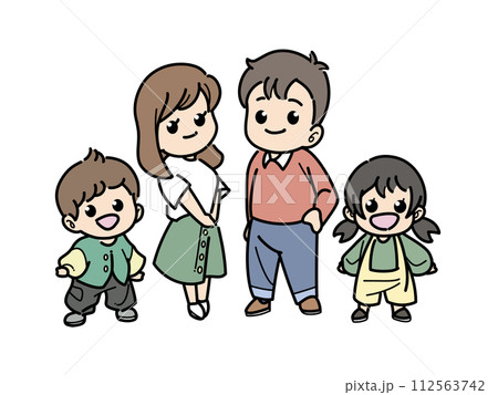 4人家族のかわいいイラスト 4人家族のかわいいイラスト 112563742