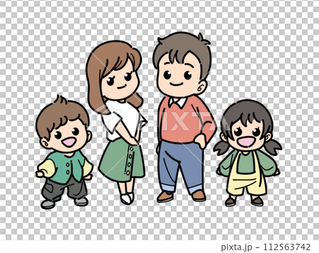 4人家族のかわいいイラスト 4人家族のかわいいイラスト 112563742