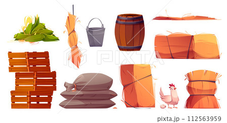 Poultry farm design elements set Poultry farm design elements set 112563959