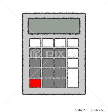 電卓のクレヨンイラスト 112563975