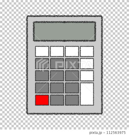 電卓のクレヨンイラスト 112563975