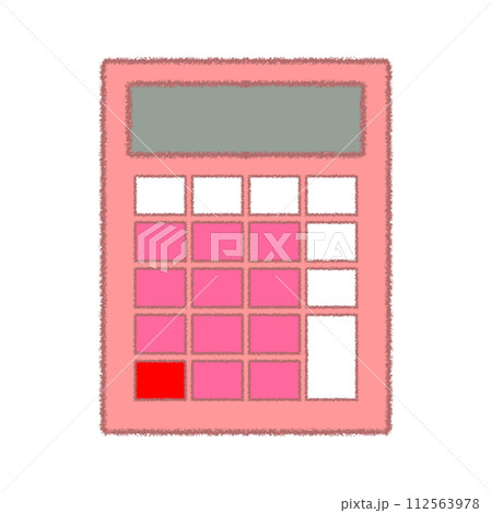 電卓のクレヨンイラスト 112563978