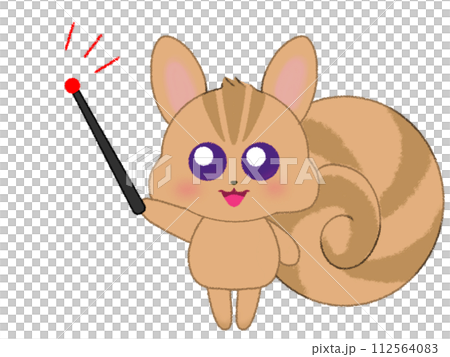 一隻松鼠舉起手並拿著指點棒的蠟筆插圖 112564083