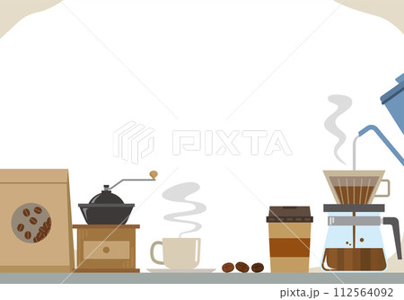 コーヒーとコピースペース付きフレームイラスト コーヒーとコピースペース付きフレームイラスト 112564092
