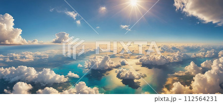 スカイダイビング　航空写真風 112564231