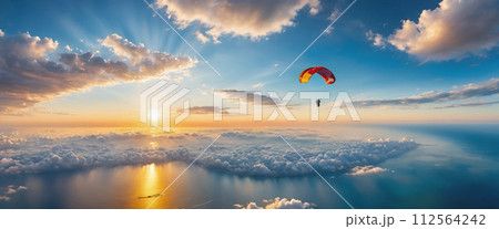 スカイダイビング　航空写真風 112564242