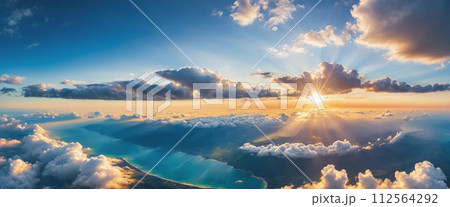 スカイダイビング　航空写真風 112564292