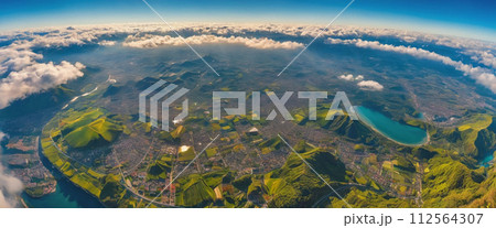 スカイダイビング　航空写真風 112564307