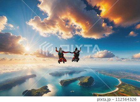 スカイダイビング　航空写真風 112564326