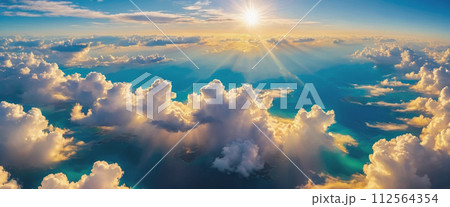 スカイダイビング　航空写真風 112564354