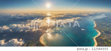 スカイダイビング　航空写真風 112564355