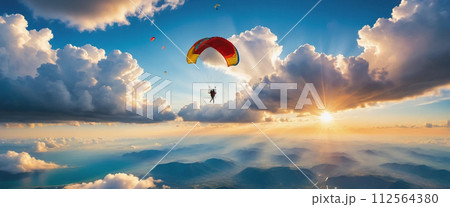 スカイダイビング　航空写真風 112564380