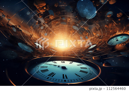 Space of time dimension concept. time theory. By generate Ai 112564460