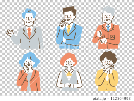 一緒に働いている中高年の男女のセット_色 112564998