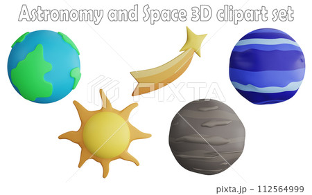 Astronomy and space clipart element ,3D render astronomy and space concept isolated on white background icon set No.1 112564999
