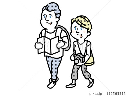 外国人観光客のイラスト_カップル 外国人観光客のイラスト_カップル 112565513