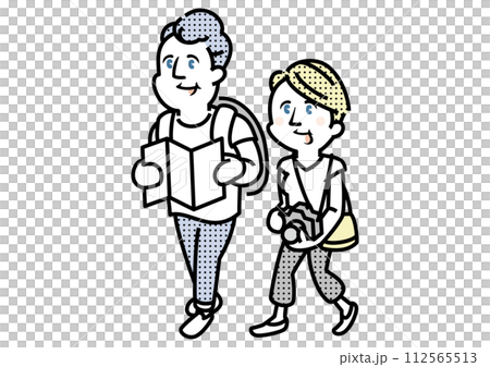 外国人観光客のイラスト_カップル 外国人観光客のイラスト_カップル 112565513