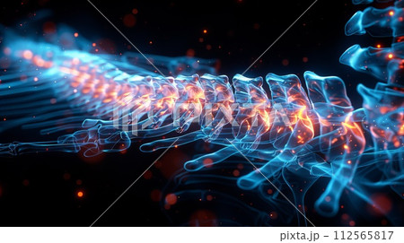 X-ray human spine on dark background. 112565817