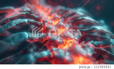 Human skeleton anatomy, bones x-ray view, 3D 112565831