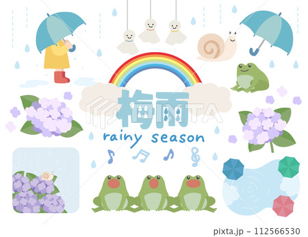 梅雨のベクターイラストセット 112566530