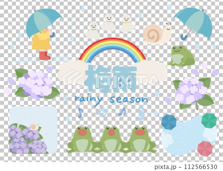 梅雨のベクターイラストセット 112566530