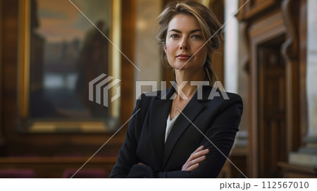 AI-generated content. Portrait Female Politician. Woman presidential candidate. Equality at work opportunities 112567010