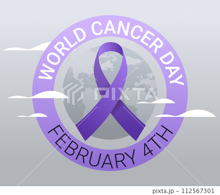 purple ribbon world cancer day breast disease awareness prevention poster 4 february 112567301