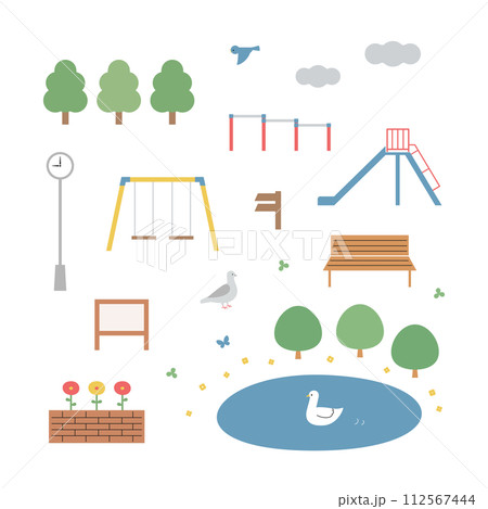 シンプルな公園のイラストセット 112567444