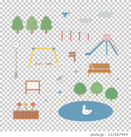 シンプルな公園のイラストセット 112567444