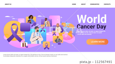 doctor giving online medical consultation purple ribbon world cancer day breast disease awareness prevention poster 4 february doctor giving online medical consultation purple ribbon world cancer day breast disease awareness prevention poster 4 february 112567491