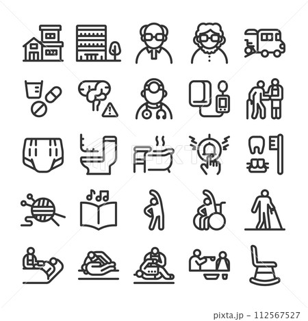 老人ホーム 介護施設 アイコン セット 112567527