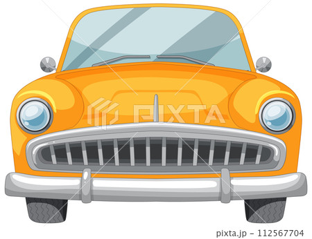 Classic Orange Car Front View Illustration Classic Orange Car Front View Illustration 112567704