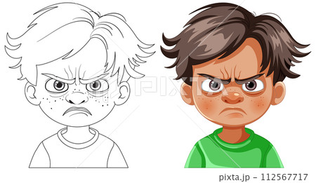 Angry Boy Cartoon Expression 112567717