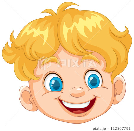 Cheerful Cartoon Boy Face Cheerful Cartoon Boy Face 112567791