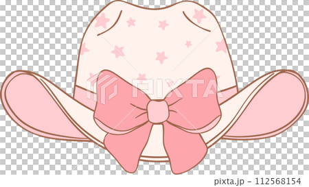 Coquette cowgirl with pink bow trendy element doodle hand drawing  112568154
