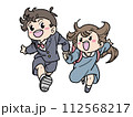 手を繋いで走る兄妹 112568217