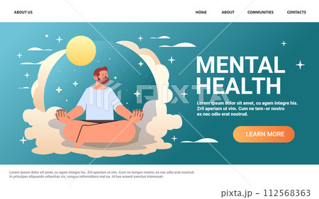 depressed man sitting lotus pose sad guy suffering from psychological diseases anxiety mental health awareness month concept 112568363