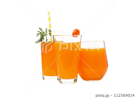 PNG, carrot juice is poured into a glass, isolated on a white background. PNG, carrot juice is poured into a glass, isolated on a white background. 112569014