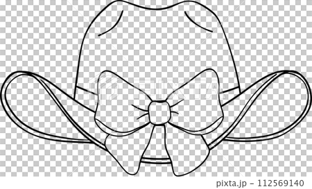 Coquette cowgirl outline with bow element doodle hand drawing  112569140