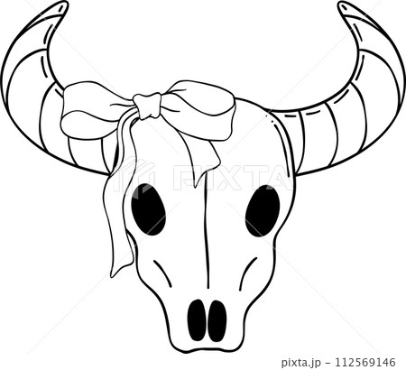 Coquette cowgirl outline with bow element doodle hand drawing Coquette cowgirl outline with bow element doodle hand drawing 112569146