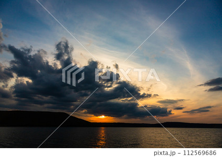 Dramatic sunset and sunrise sky 112569686