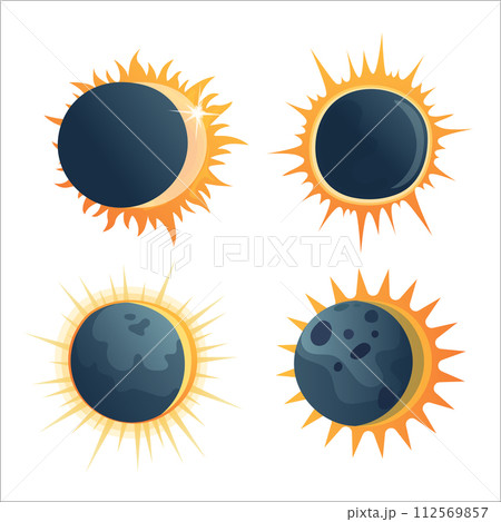 Set of solar eclipse compositions. 112569857