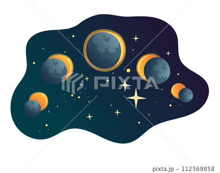 Solar eclipse cycle, background. 112569858