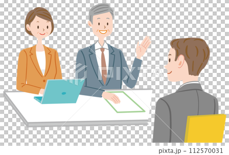 Interview, job hunting, subordinate listening to explanation from boss 112570031