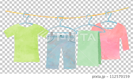 Laundry hanging out to dry indoors 112570159