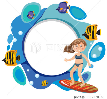 Surfing Adventure with Tropical Fish Frame 112570188