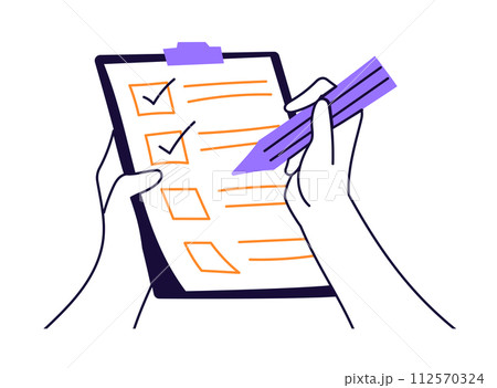 Hand holding pen writing to do list 112570324